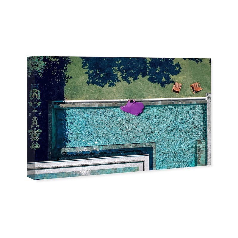 Wynwood Studio Fashion and Glam Lady in Violet Swim Blue and Turquoise Modern & Contemporary Wall Art Canvas Print