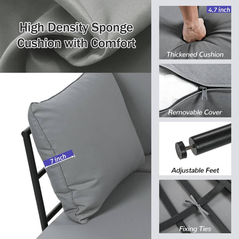 Curved Outdoor Patio Sofa Set with Cushions and Coffee Table