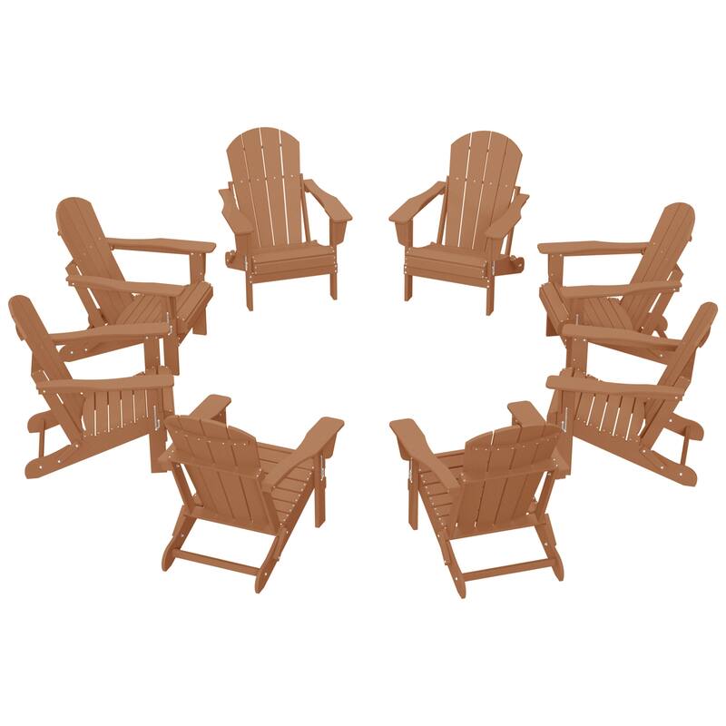 Laguna Hdpe All Weather Outdoor Patio Foldable Adirondack Chairs (Set Of 8) - Teak