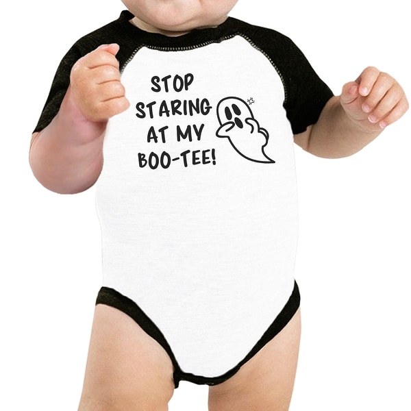 Stop Staring At My Boo-Tee Funny Halloween Baseball Shirt For Boys
