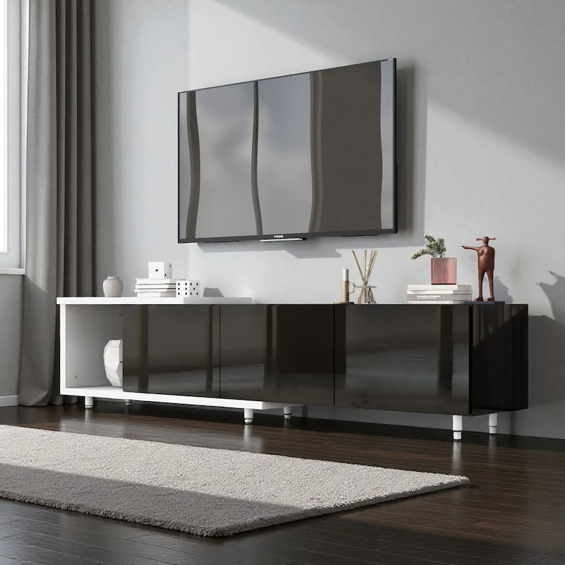 70.1''-100'' Modern Extendable TV Stand for 80+ Inch TV, Stylish Media Console Cabinet with 3 Drawers & Open Shelf