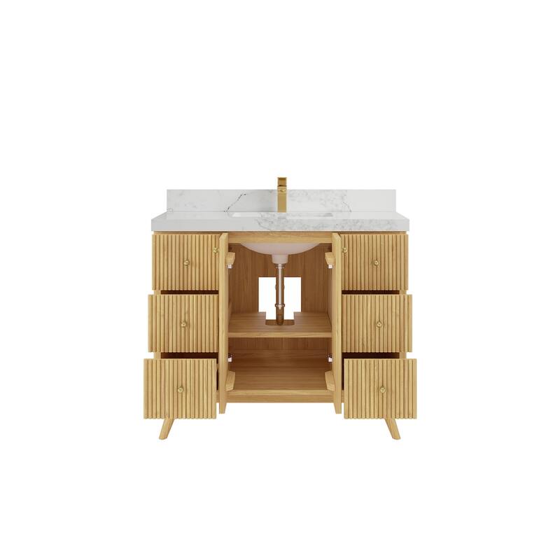 Willow Collections 42 in. W x 22 in. D Pasadena Solid TeakSingle Sink Bathroom Vanity with Countertop