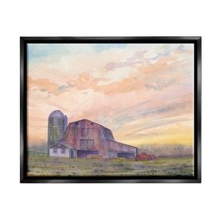 Stupell Country Barn at Sunrise Framed Floater Canvas Wall Art Design ...