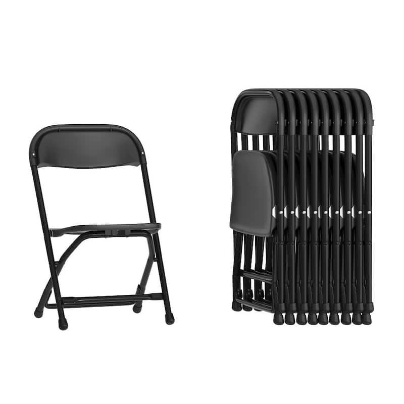 10 Pack Kids Plastic Folding Chair - Black