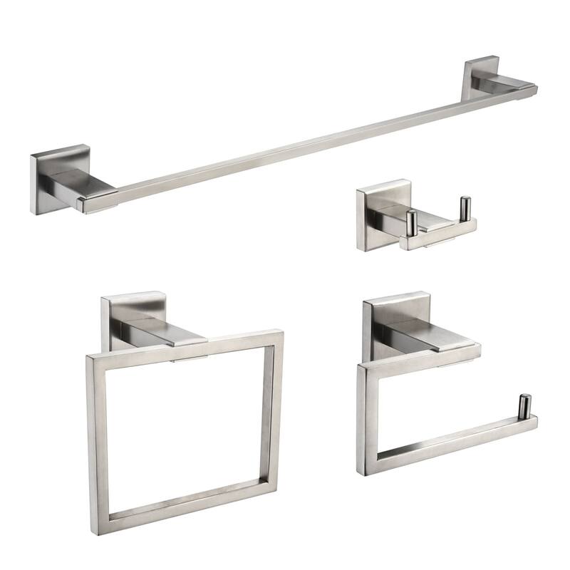 4 Piece Bathroom Hardware Set Wall Mount Bathroom Towel Holder Bar Set Bathroom Fixtures 304 Stainless Steel Bath Accessories - Brushed Nickel
