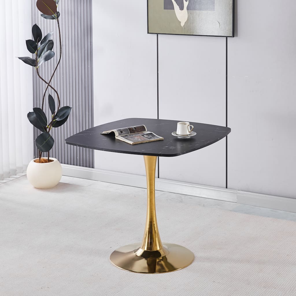 31.5inch Modern Dining Table - Easy Assembly & Sturdy Metal Legs
