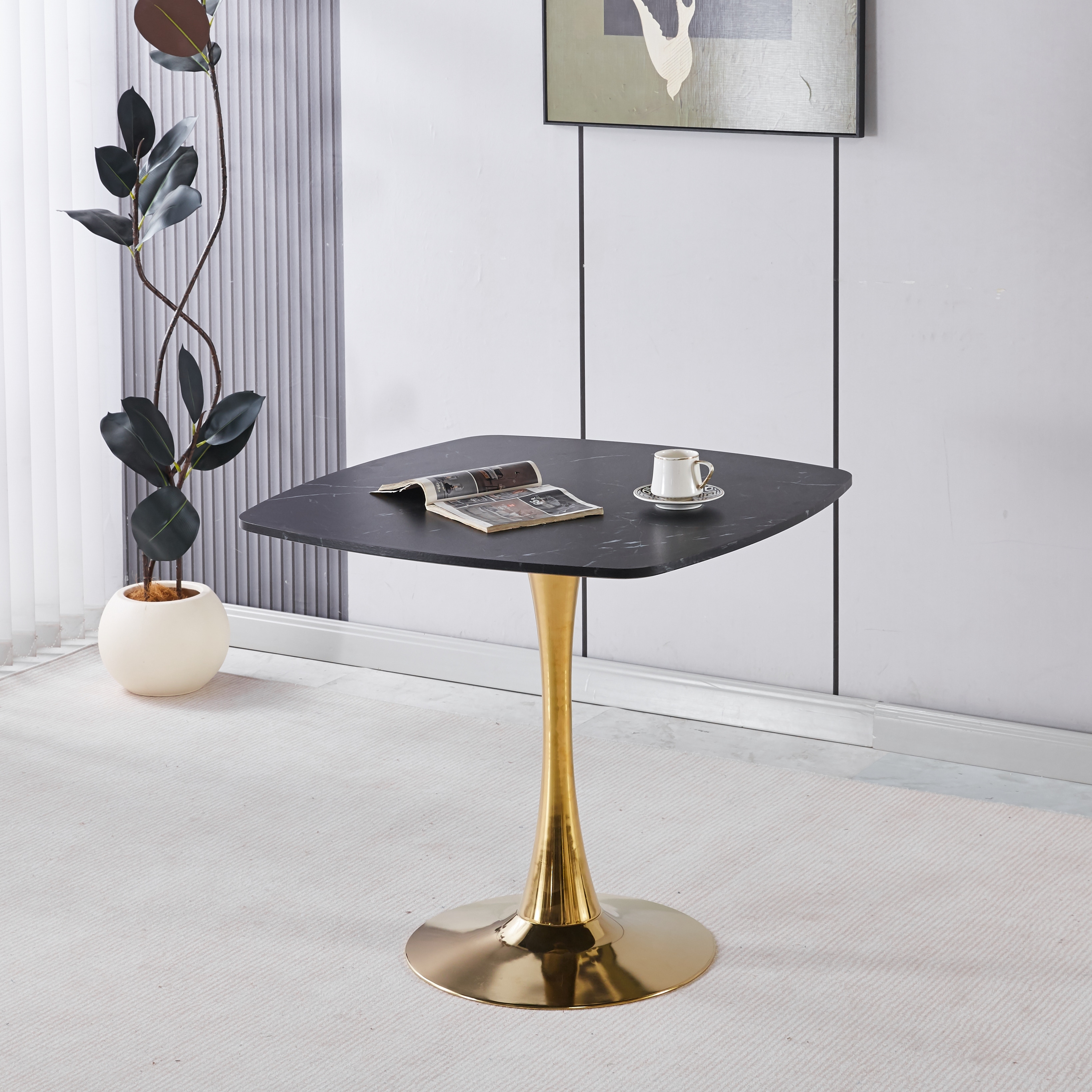 31.5inch Modern Dining Table - Easy Assembly & Sturdy Metal Legs