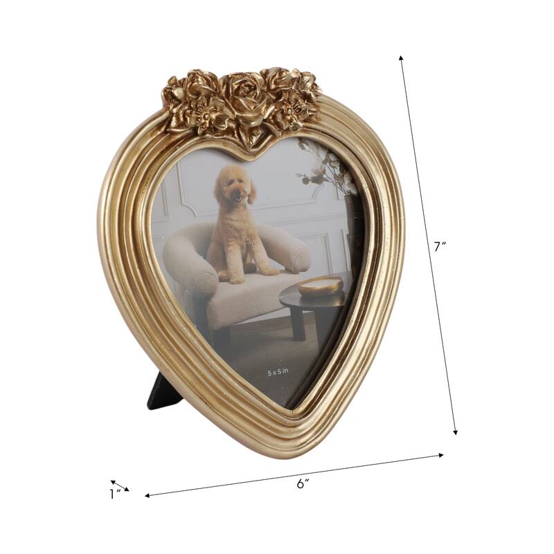 Polyresin Decorative Frame Photo Heart Shape Glam Style Ornate Accents