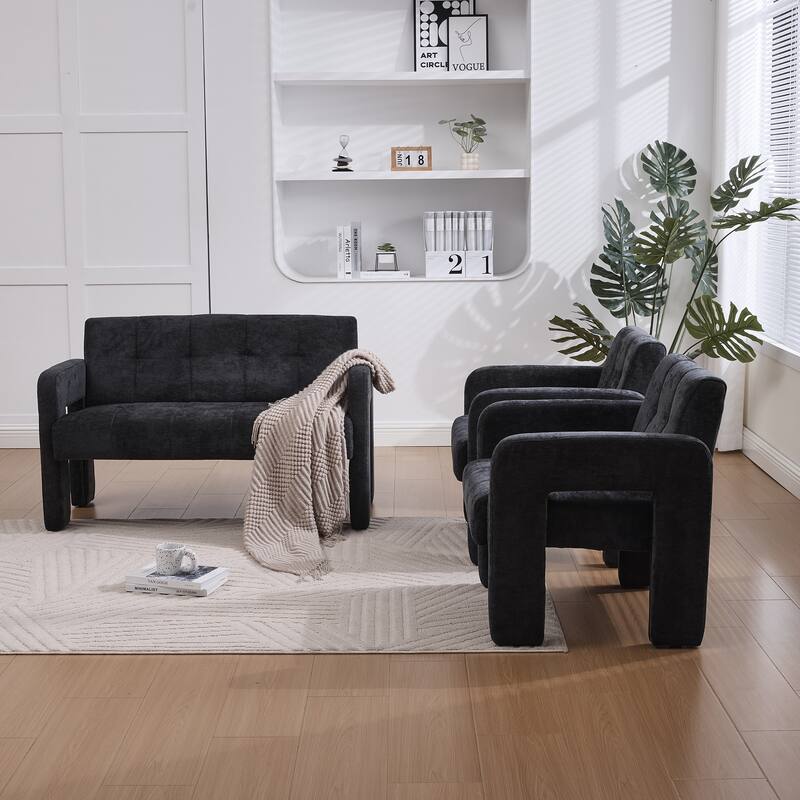 Nordic Modern Double Armchair Compact Upholstered Sofa Leisure Sofa Comfortable Seating with Dual Armrests Can be paired