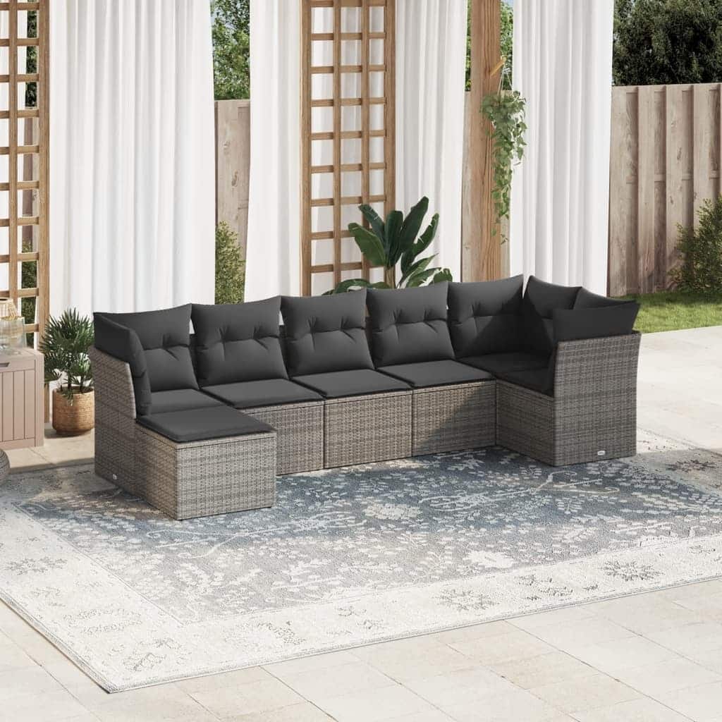 vidaXL Garden Sofa Set Grey PE rattan Large Modular Garden Sofa Set - 24.4 x 24.4 x 27.2