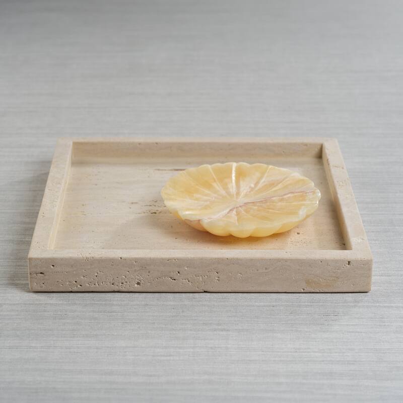 Scotia Travertine Marble Vanity Tray - Beige