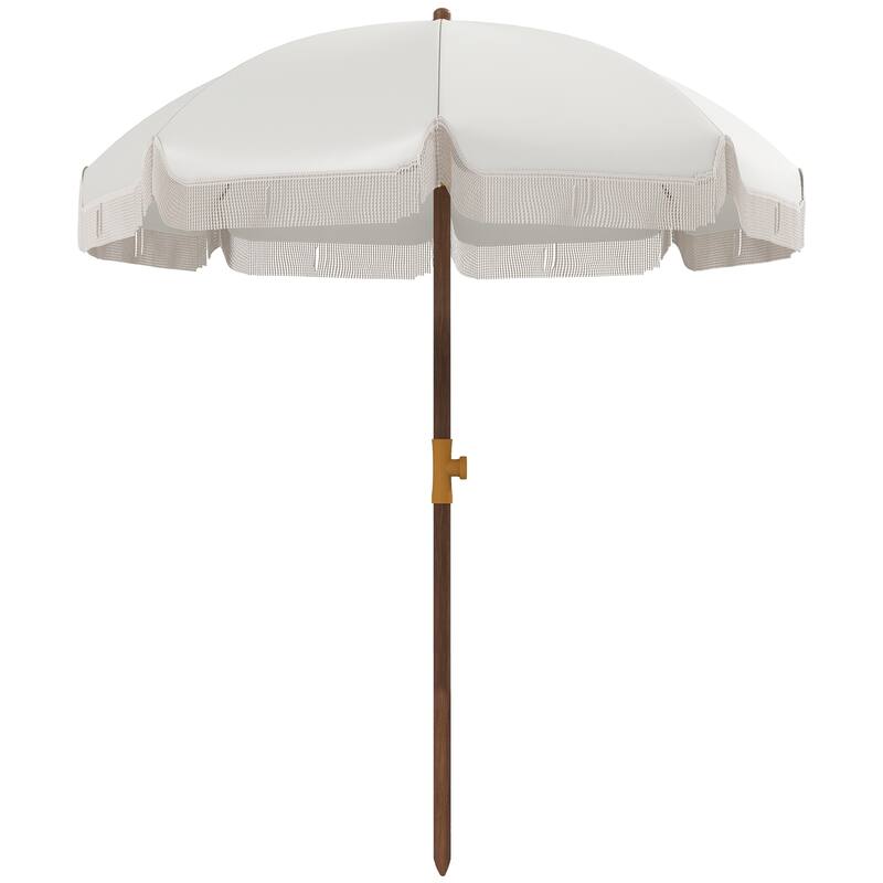 Outsunny 6.2' Portable Beach Umbrella, Ruffled Outdoor Umbrella with Vented Canopy, Carry Bag
