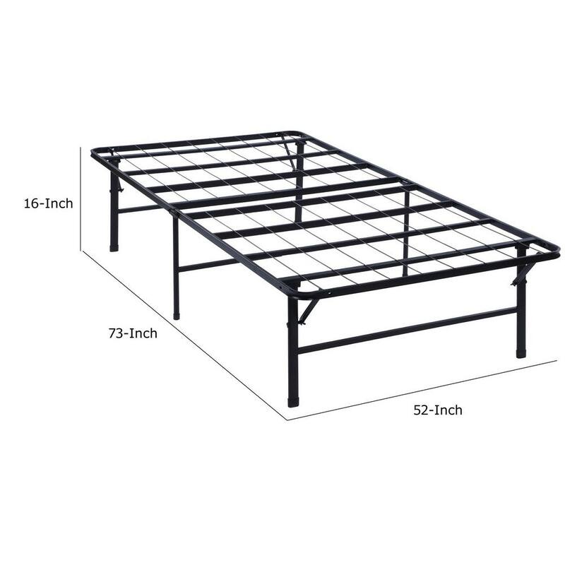 Low Profile Bed, Foldable Metal Frame, Black