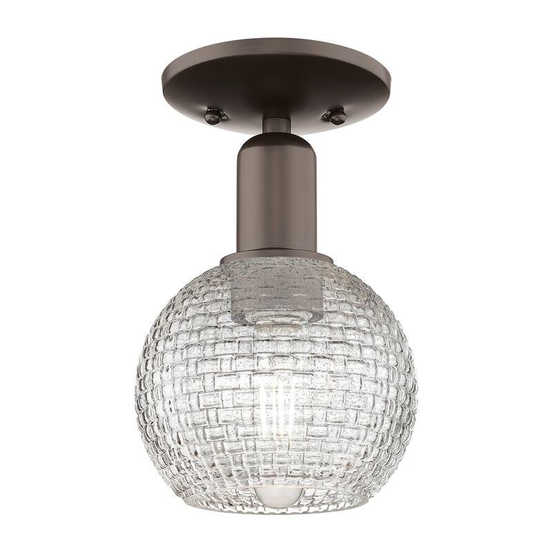 Innovations Lighting Endless Possibilities Arcadia - Athens - 1 Light 6" Basketweave Semi-Flush Mount - Oil Rubbed Bronze