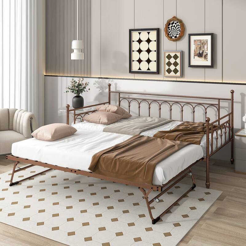 Twin Daybed with Trundle,Day Bed with Trundle Bed Twin,Pop Up Trundle Bed