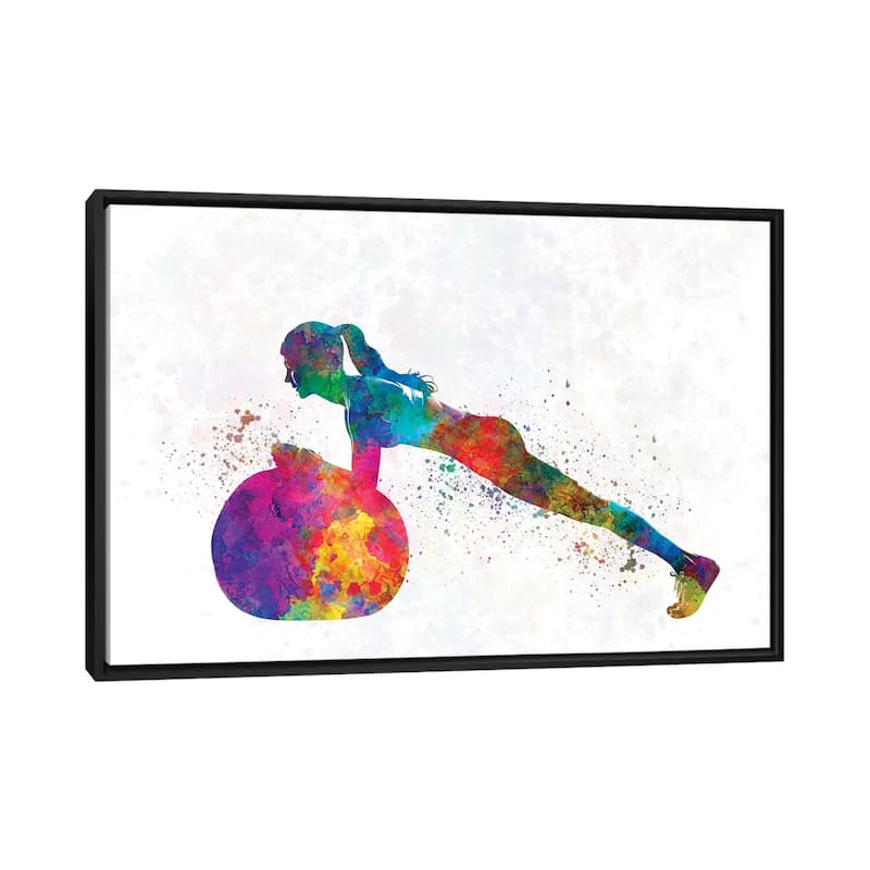 iCanvas "Practicing Fitness In Watercolor III" by Paul Rommer Framed Canvas Print - Black - 26x40