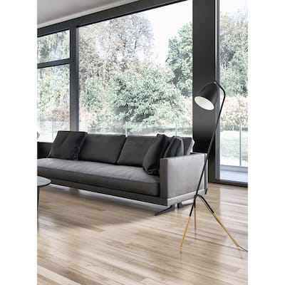 Eglo Westlinton 1-Light Black and Gold Floor Lamp with Black Exterior White Interior