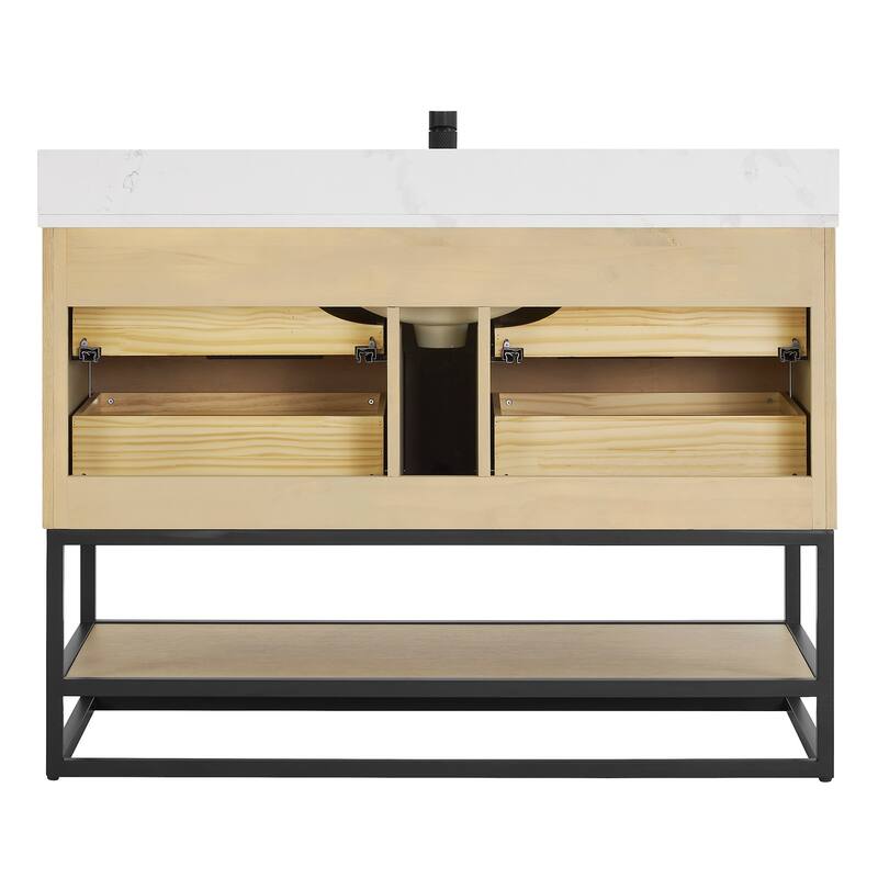 Milagro Bath Vanity with White Quartz Stone Top without Mirror