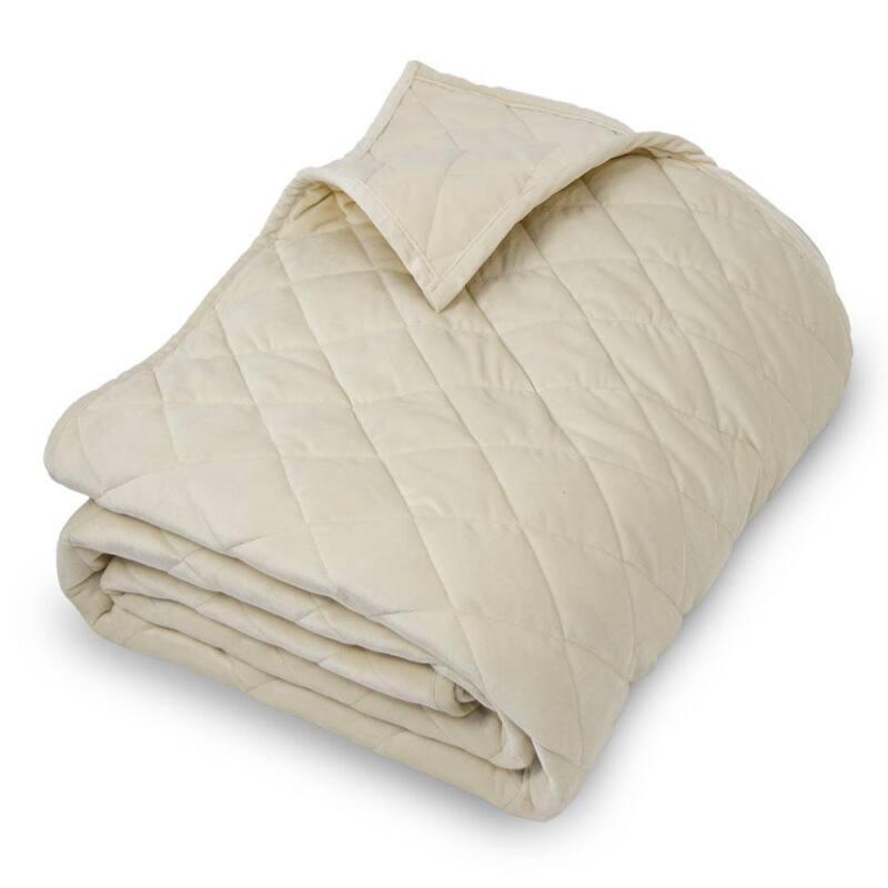 Jennifer Adams Velvet Diamond Coverlet - Natural Linen - King