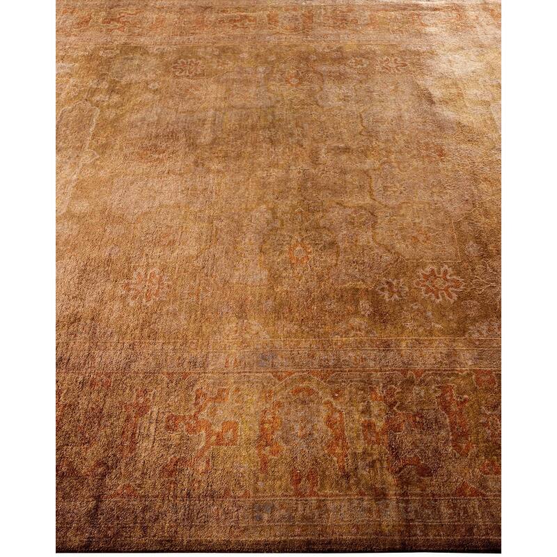 Overton Hand Knotted Wool Vintage Inspired Modern Contemporary Overdyed Brown Area Rug - 6' 1" x 10' 7"