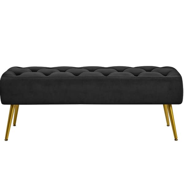 slide 2 of 32, Yaheetech Upholstered Footstool Velvet Ottoman Button-Tufted Table Bench - 45"×16"×17"