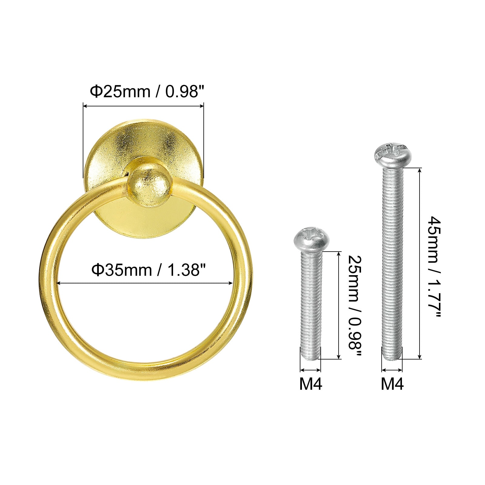 6Pcs Round Ring Pulls Drawers Knobs for Dresser Cupboard Wardrobe - Bed  Bath & Beyond - 37434544