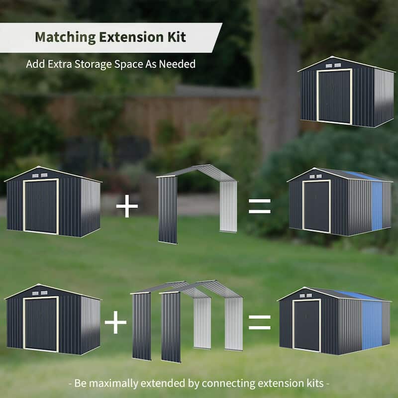 Gymax Outdoor Storage Shed Extension Kit for 7/9.1/11.2 ft Shed Width