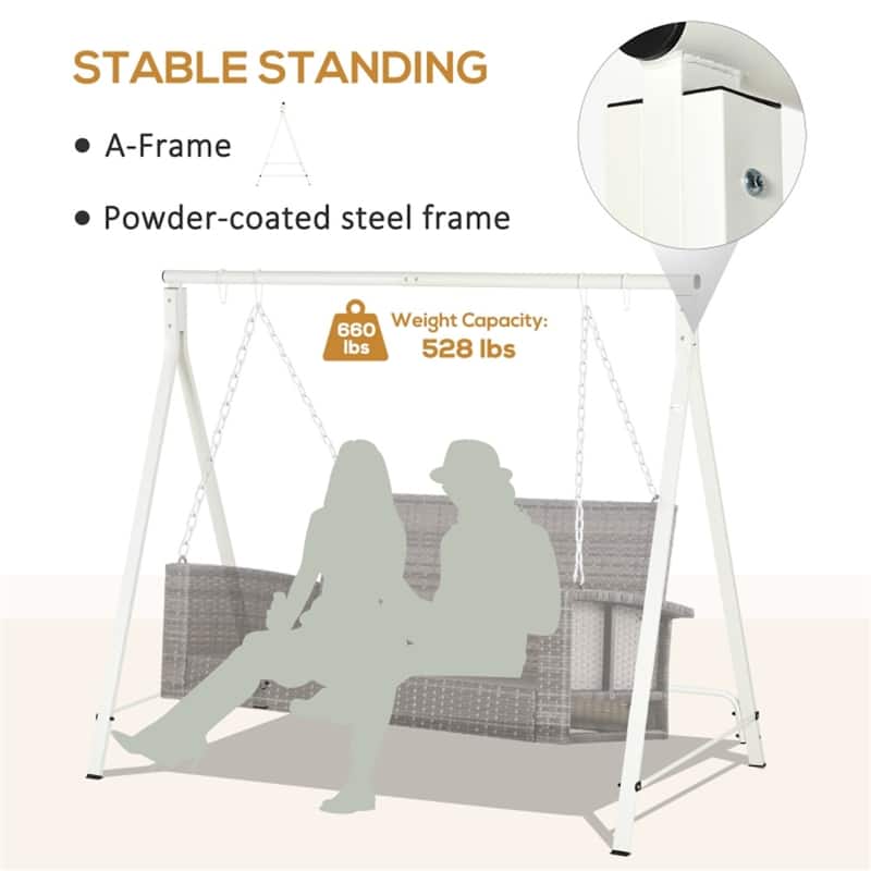 Rotating Hammock Steel Swing Stand with Stable A-Frame Design and Spring Buckle for Porch Balcony or Garden