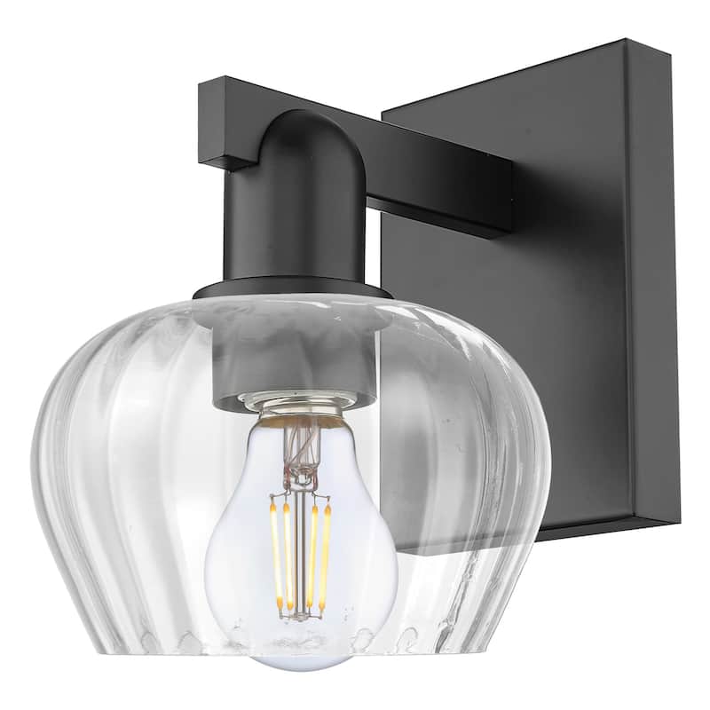 Innovations Lighting 716-1W-10-7 Fenton Sconce Fenton 10" Tall Wall - Matte Black / Clear