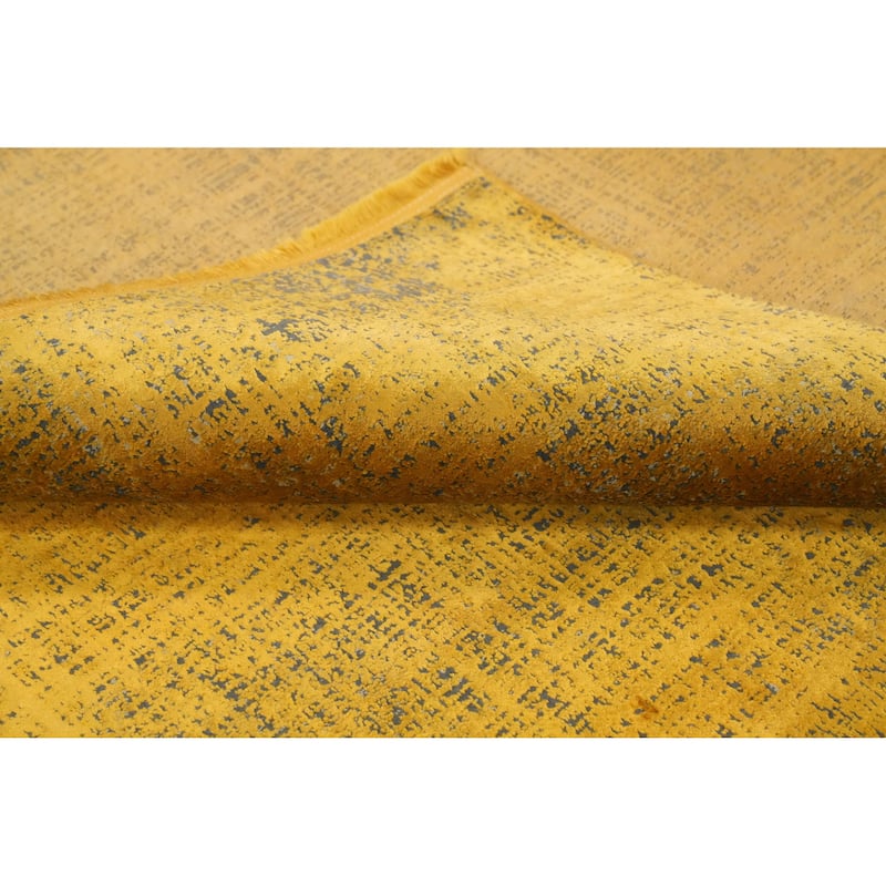 Machine Made Oriental Polyester Carpet Modern Abstract Yellow & Gold Abstract Area Rug - 7' 5'' X 5' 2''