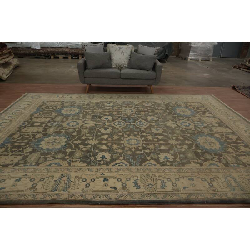 Hand Knotted Oriental 100% Wool Carpet Traditional All-Over Greys & Charcoal Ziegler Area Rug - 12' 6'' X 9' 8''