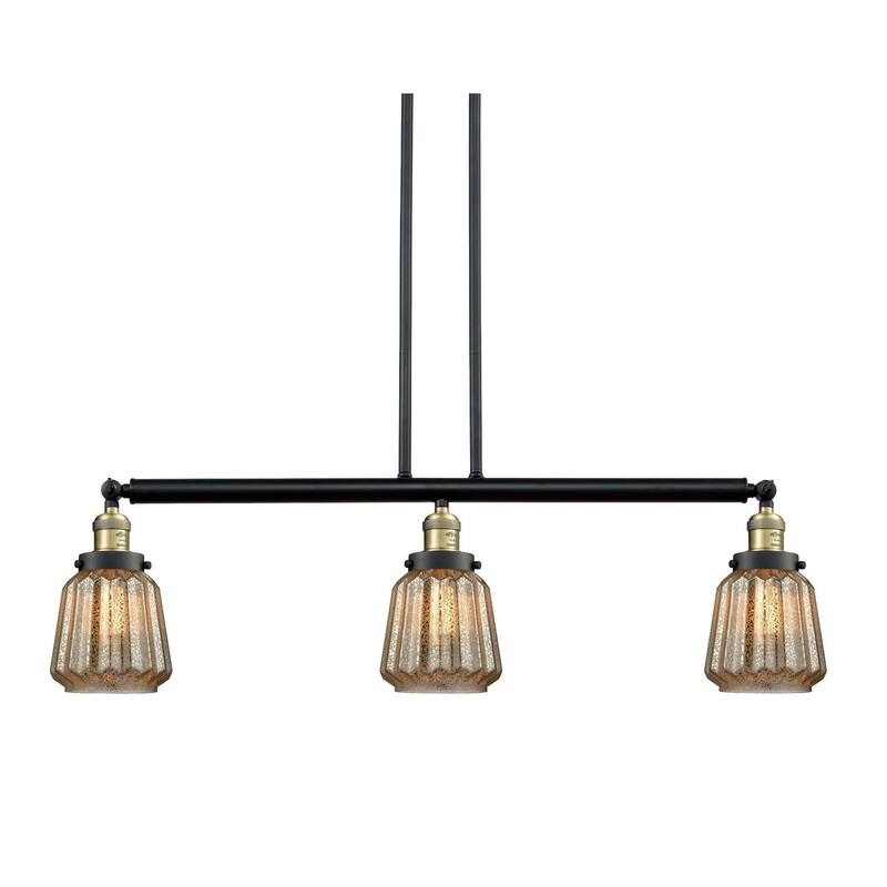 Innovations Lighting Chatham 3 Light 39" Wide Linear Chandelier - Black / Antique Brass / Mercury Plated