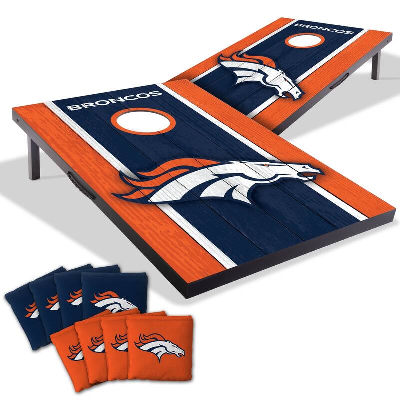Denver Broncos NFL Compact 2x3 Tailgate Cornhole Board Set - Include Case & LED Lights