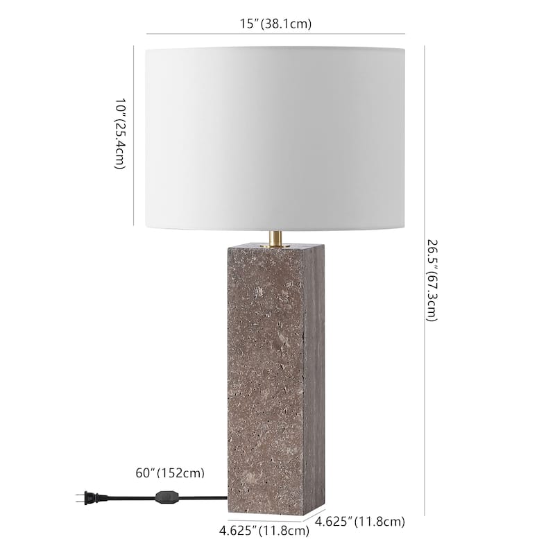 SAFAVIEH Couture Feliciano Travertine Table Lamp - 16"W x 16"D x 26"H