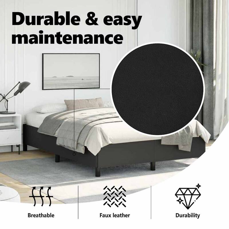 vidaXL Bed Frame, Faux Leather, No Mattress