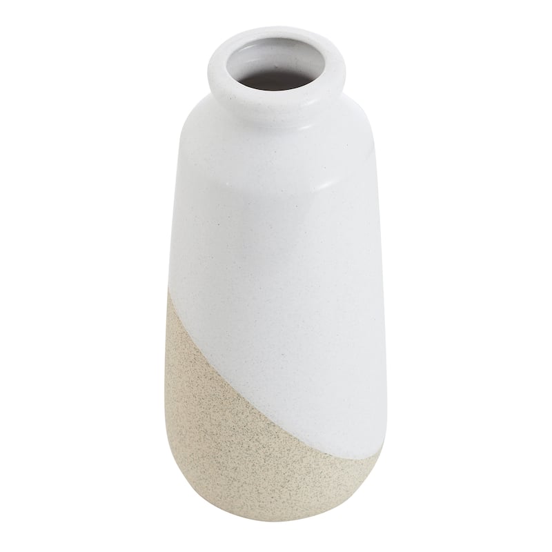 Elements Natural 2-Tone Stoneware Vase, 6X13 Inch