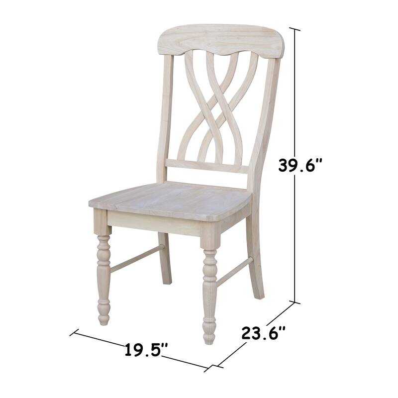 International Concepts Solid Wood Lattice Back Dining Chairs, Set of 2 - Unfinished