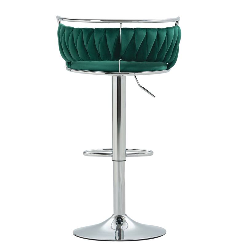 Modern Velvet Adjustable Swivel Bar Stools Set of 2