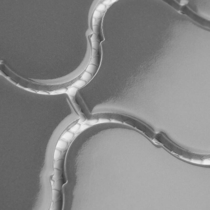 Merola Tile Metro Lantern Glossy Dark Grey 9-1/2" x 10-3/4" Porcelain Mosaic Floor and Wall Tile