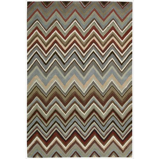 Nourison Contour Brown Beige Multicolor Chevron Zig Zag Hand-tufted Area Rug
