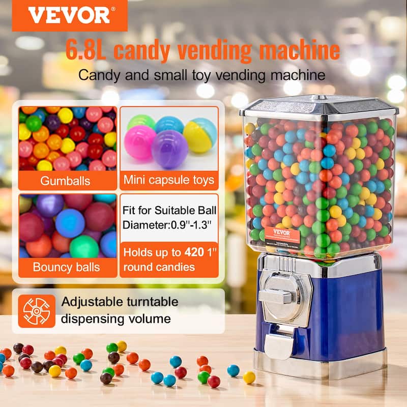 VEVOR Gumball Machine for Kids Home Candy Vending Machine PC Gumball Dispenser Bubble Gum Machine for Game Stores