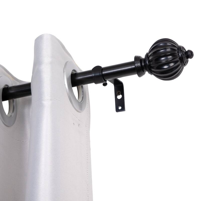 UTOPIA ALLEY Wall Mounted 3/4 Inch Curtain Rod - Curtain Rods For Windows, Adjustable Drapery Rods - Black - 28"- 48"
