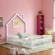 preview thumbnail 2 of 14, Wood Full Size House Platform Bed with Guardrail