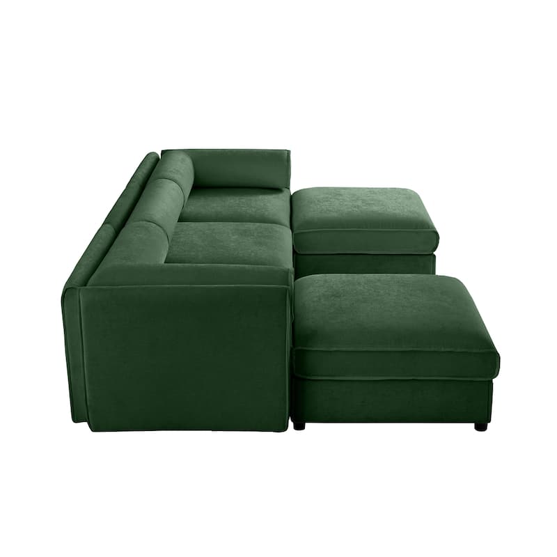 Modern 5-Piece U-Shaped Modular Sofa with Storage & 2 Storage Ottoman