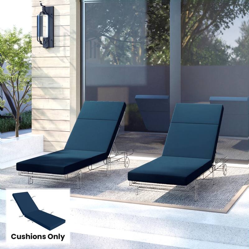 Outsunny Chaise Lounge Cushion, 4" Thick Outdoor Lounge Chair Cushions with Non-Slip Ties