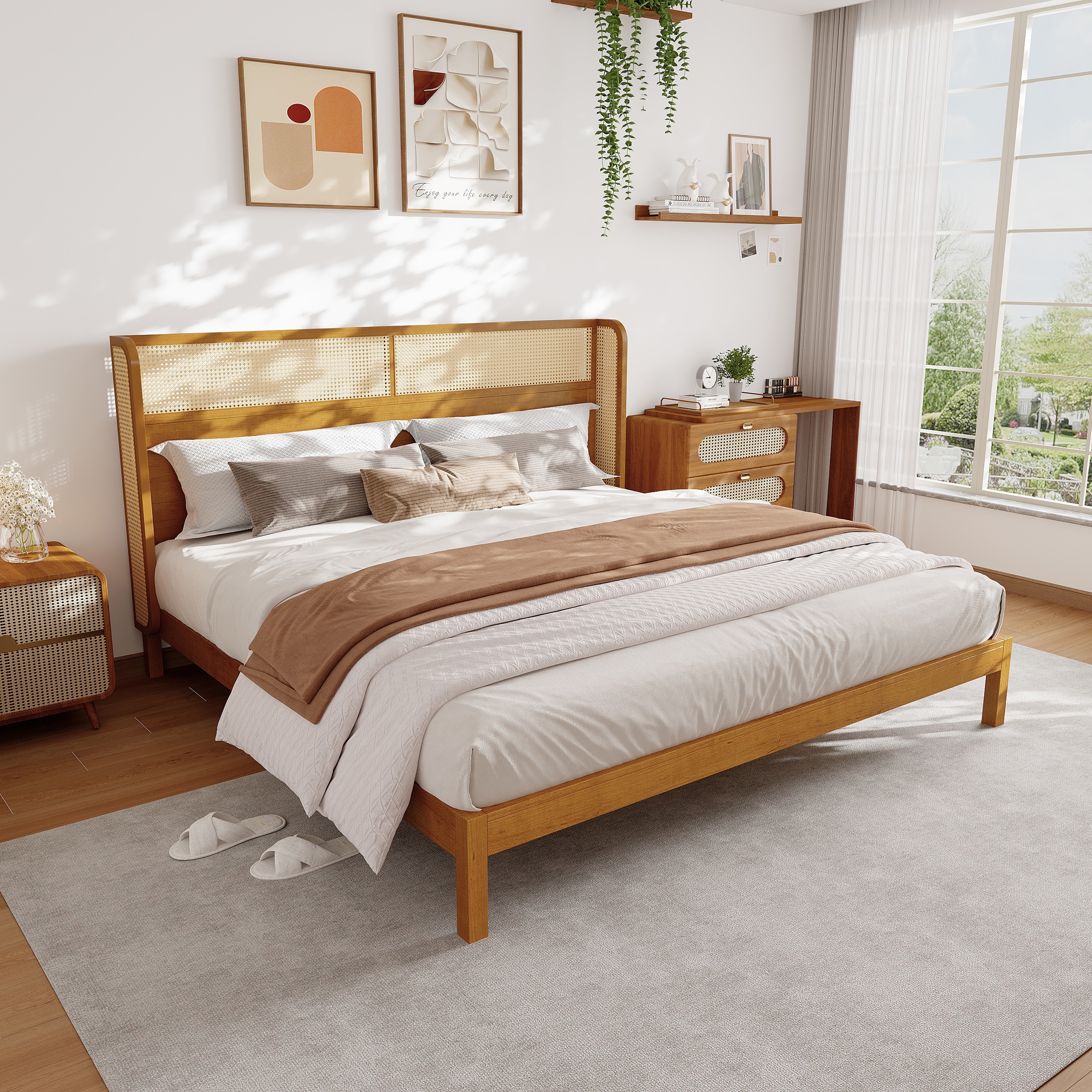Christopher Knight Home - Hawthorne Rubber Wood Platform Bed Frame with Headboard