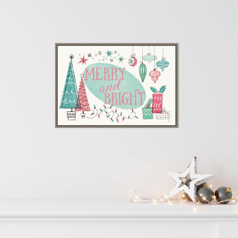 Retro Christmas I Bright by Janelle Penner Framed Canvas Wall Art