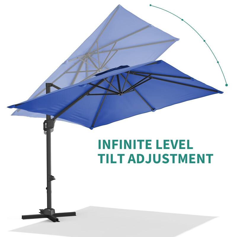 10x10Ft Offset Patio Umbrella, with Adjustable Tilt, 360° Rotating