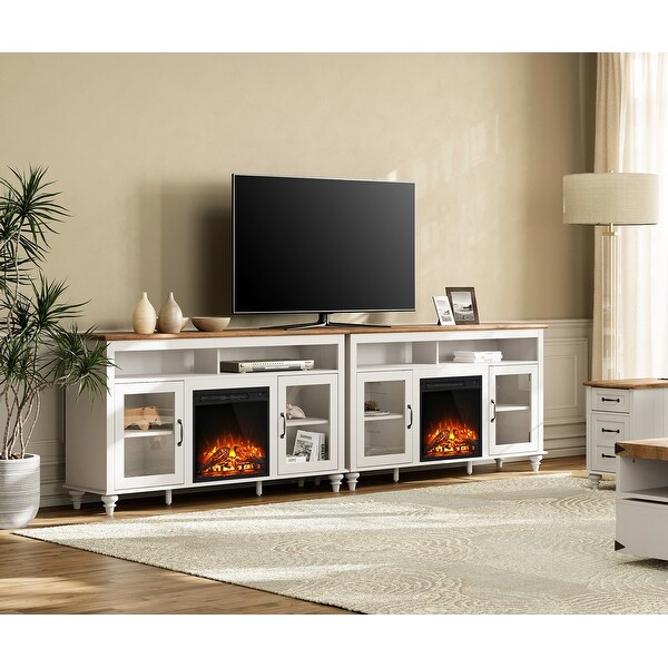 BELLEZE Dale 43" TV Stand for TVs up to 43" with 18" Fireplace - On ...