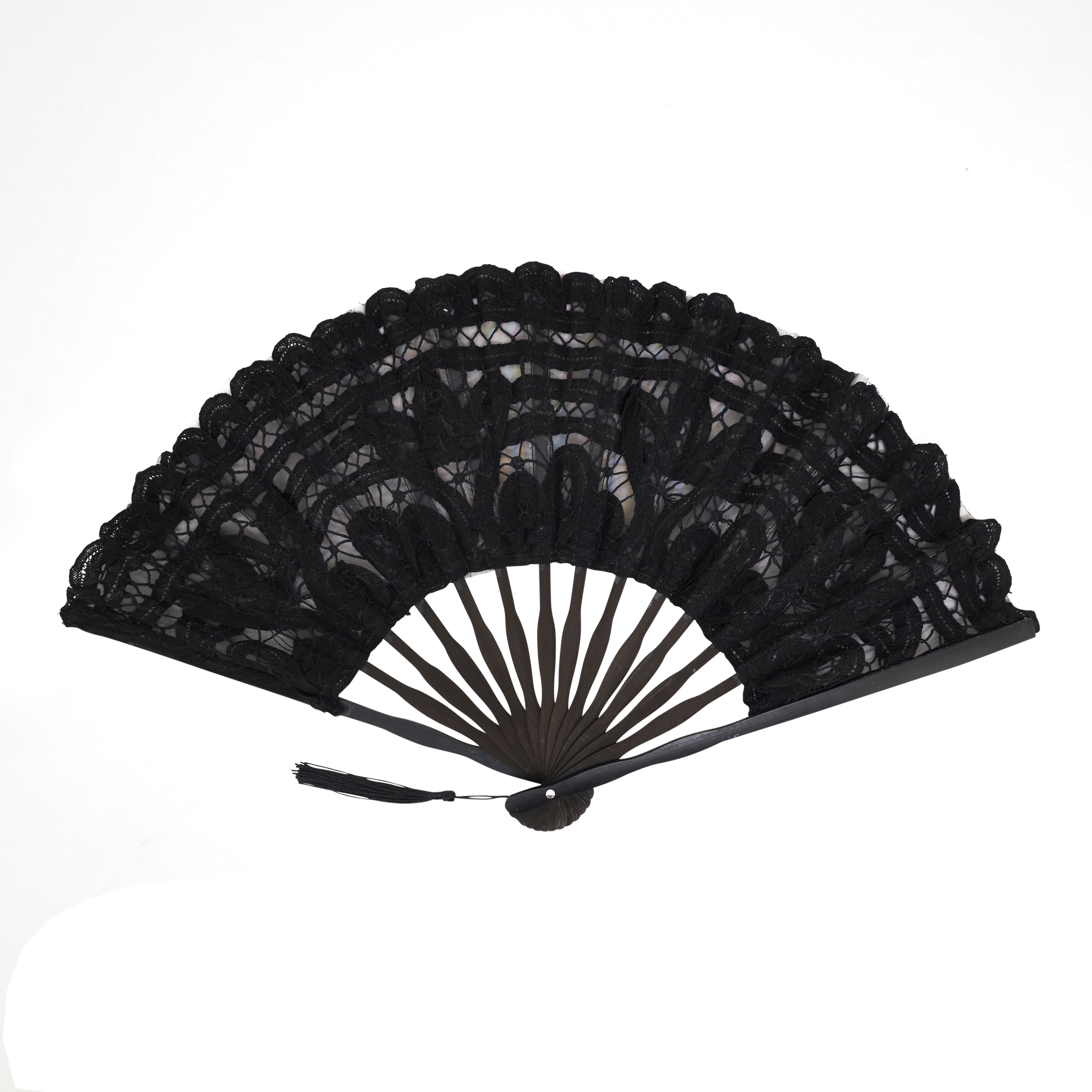 Battenberg Lace Folding Hand Fan - Cotton Decorative Fan with Tassel for Weddings, Travel and Everyday Use